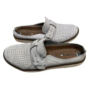 Merrell Around Town Womens Mules size 7 Sleet Gray Suede Slip On Shoes Comfort